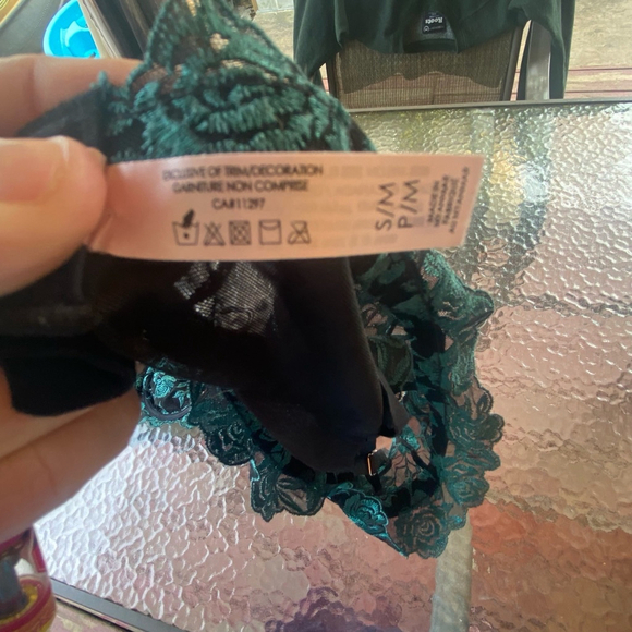 La Vie En Rose Lingerie Set Teal Black Lace Sheer Sexy Forest Green Goth 36C - Picture 12 of 12